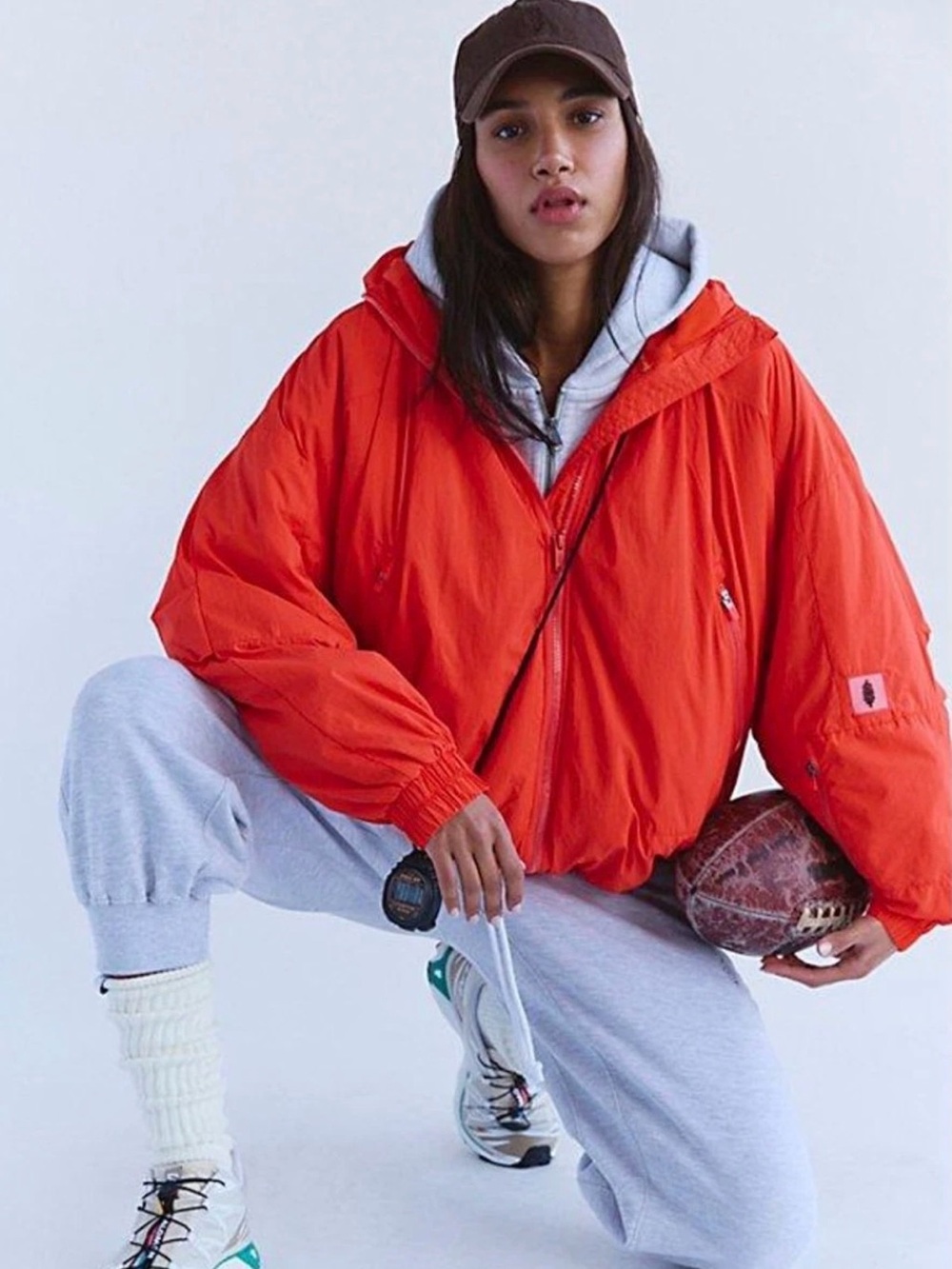 Free People Movement Explore More Fleece Jacket Blood Orange